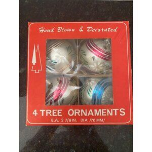 Vintage Hand Blown and Decorated Christmas Ornaments, KMart, (Qty. 4)